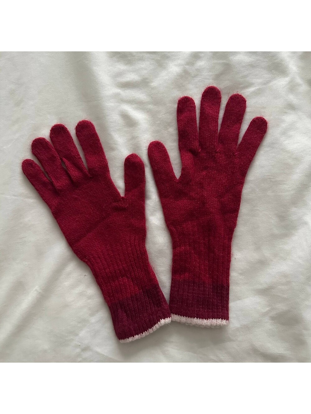 Merona Red Burgundy Knit Winter Gloves Soft Nylon Rayon Rabbit Hair Blend OS